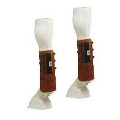 Protectores Mehis cuero-pvc, cierre con hebillas, delantero