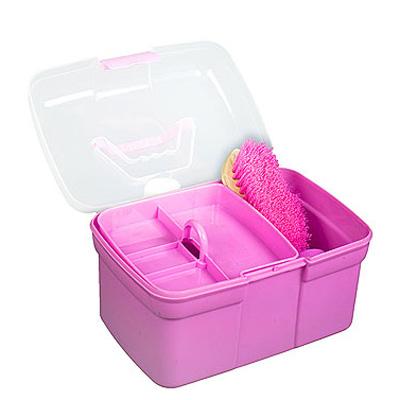 Caja de limpieza rosa c/ utensilios