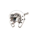Broche doble cabeza caballo en plata