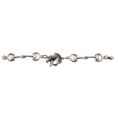 Pulsera en plata doble cabeza caballo