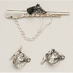 Sujeta corbatas y gemelos en plata cabeza caballo