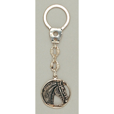 Llavero en plata caballo circular