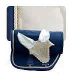 Orejeras champagne-azul con cordn a juego 1309